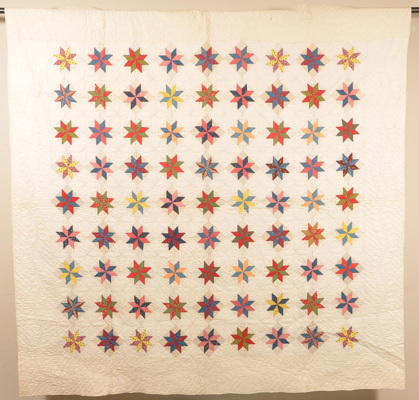 Antique 81 Star Pattern Patchwork Quilt. (1 of 3)