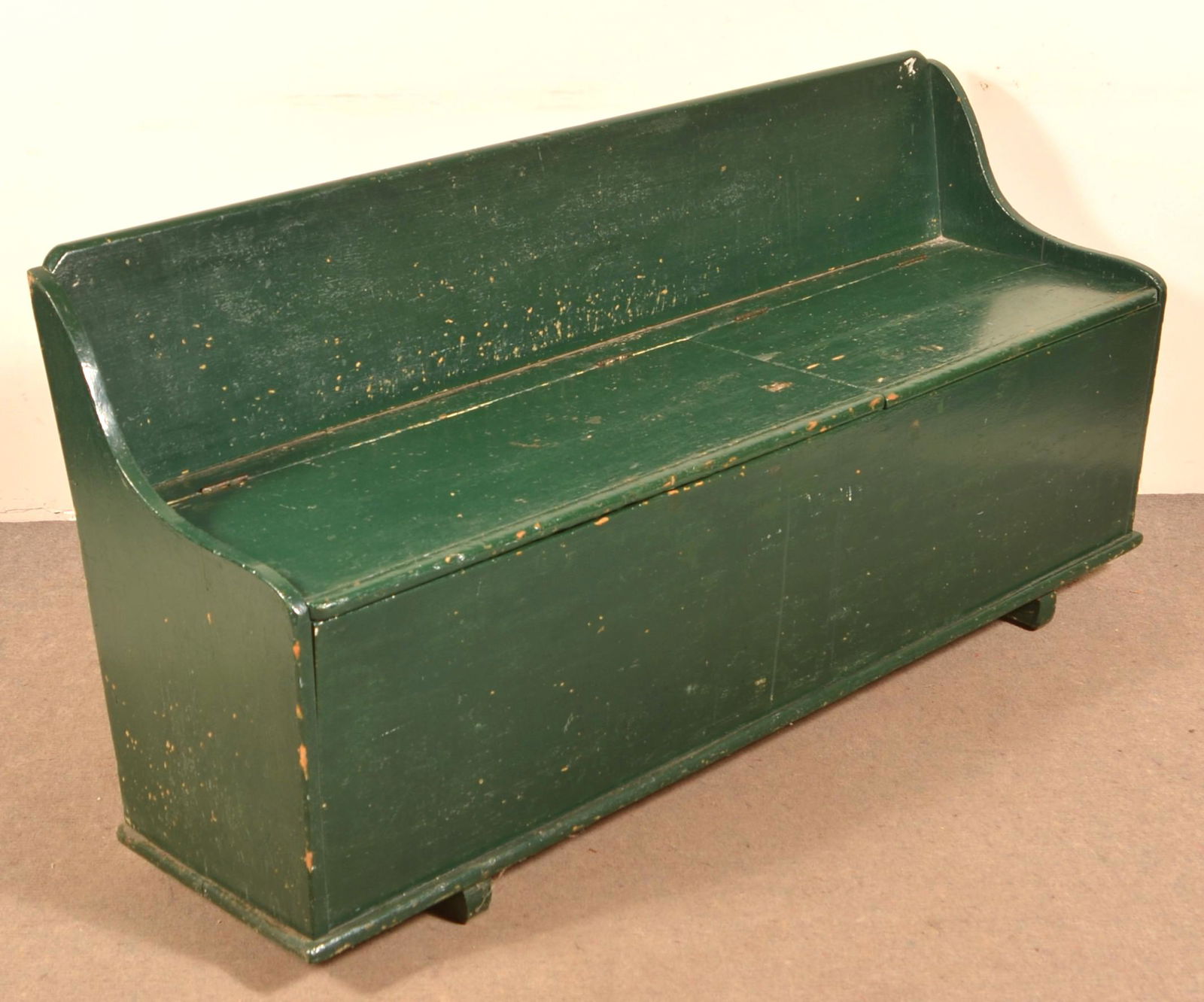 Antique PA Green Painted Softwood Kindling Bench. (1 of 3)
