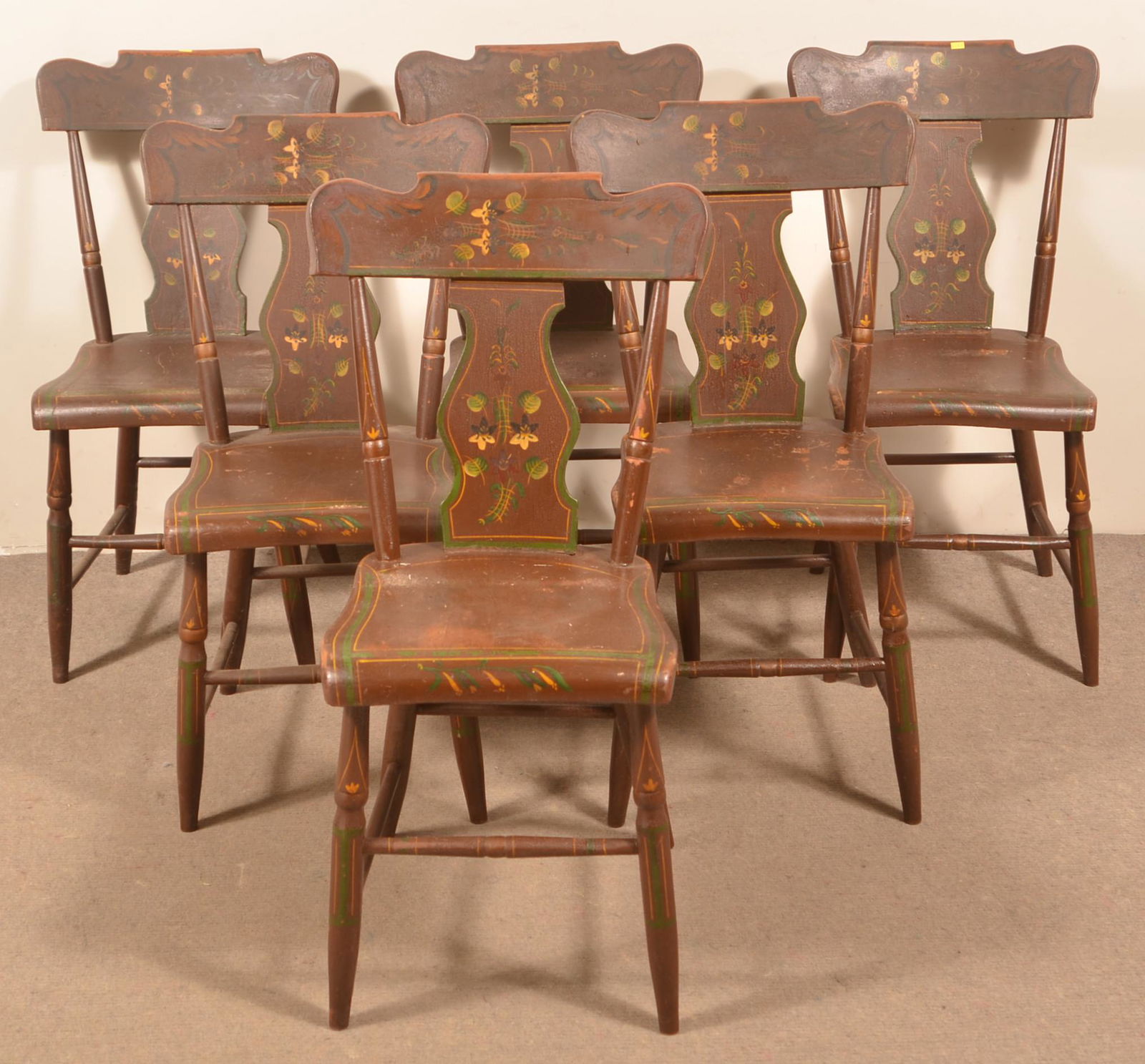Set of Six Painted Splat-Back side chairs. (1 of 4)