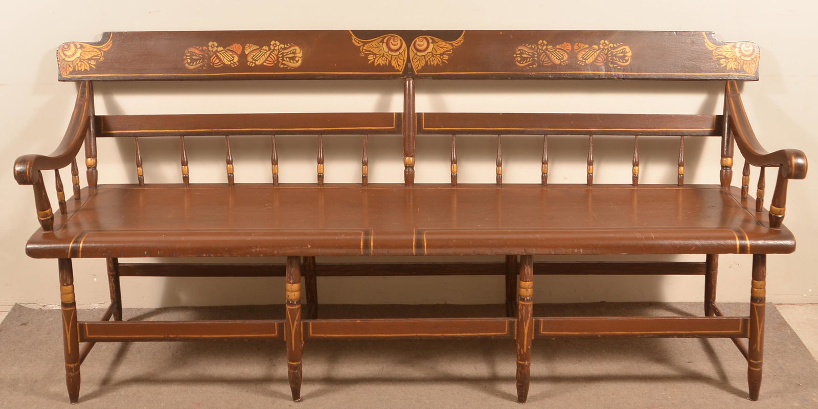 Pennsylvania 19th Century Paint Decorated Settee. (1 of 5)