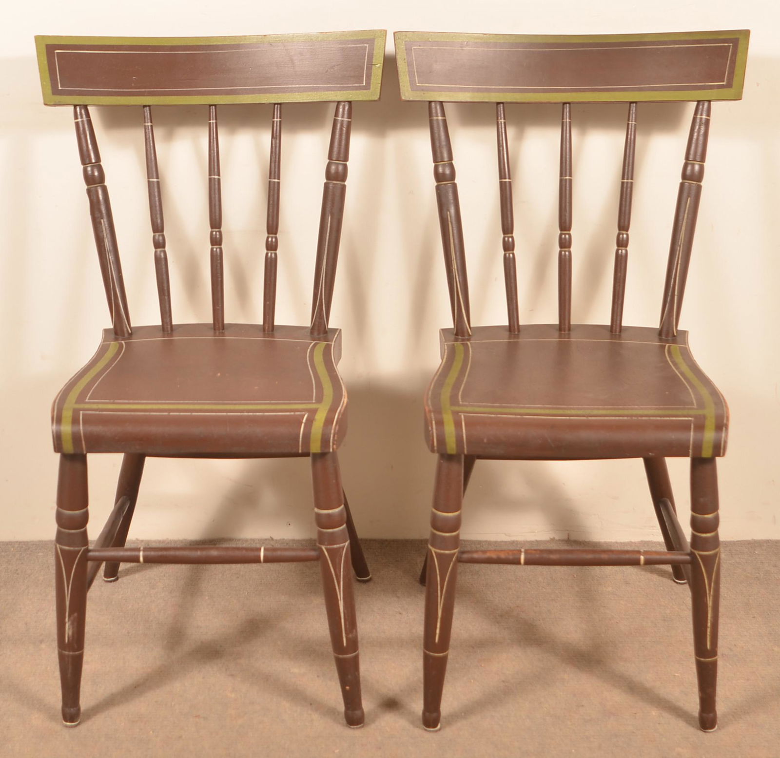 Pair of 19th Century Paint Decorated Side Chairs. (1 of 1)