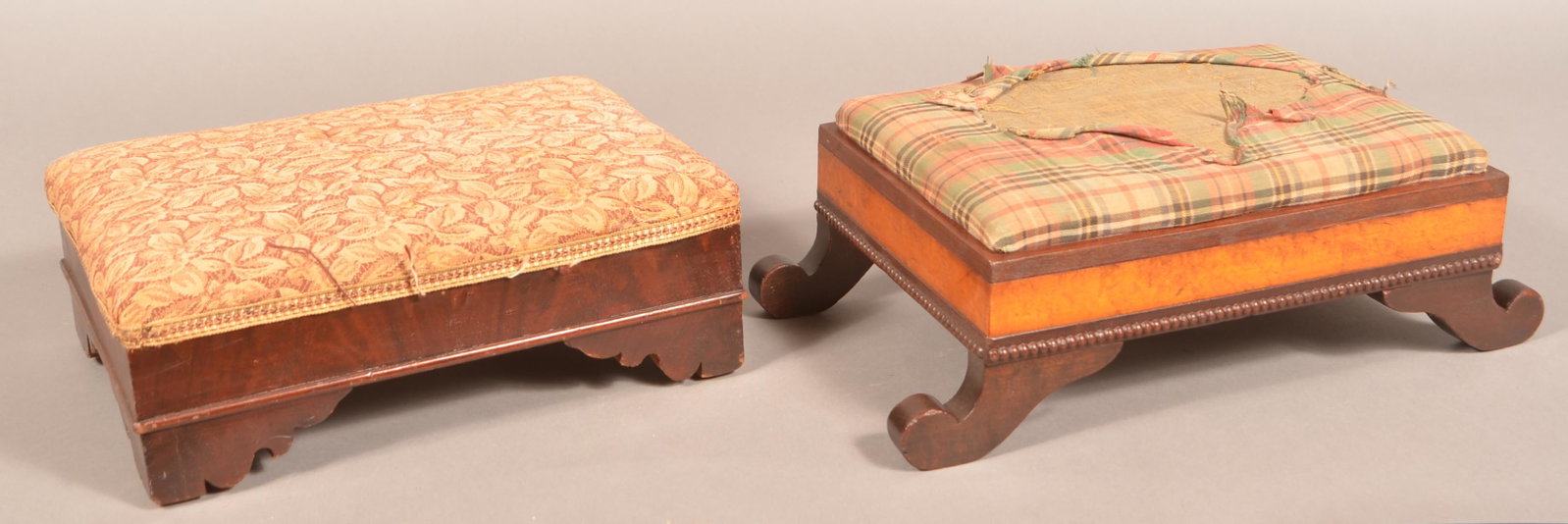 Two Federal Period Footstools.: Two Federal Period Footstools. Largest measures 18"l. Condition: Good with wear and losses.