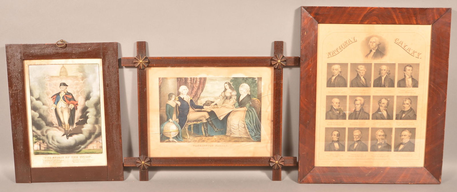 Three George Washington Related Prints.: Three George Washington Related Prints. All in period frames, largest 22" x 17-1/2" overall. Condition: Good with toning and foxing.