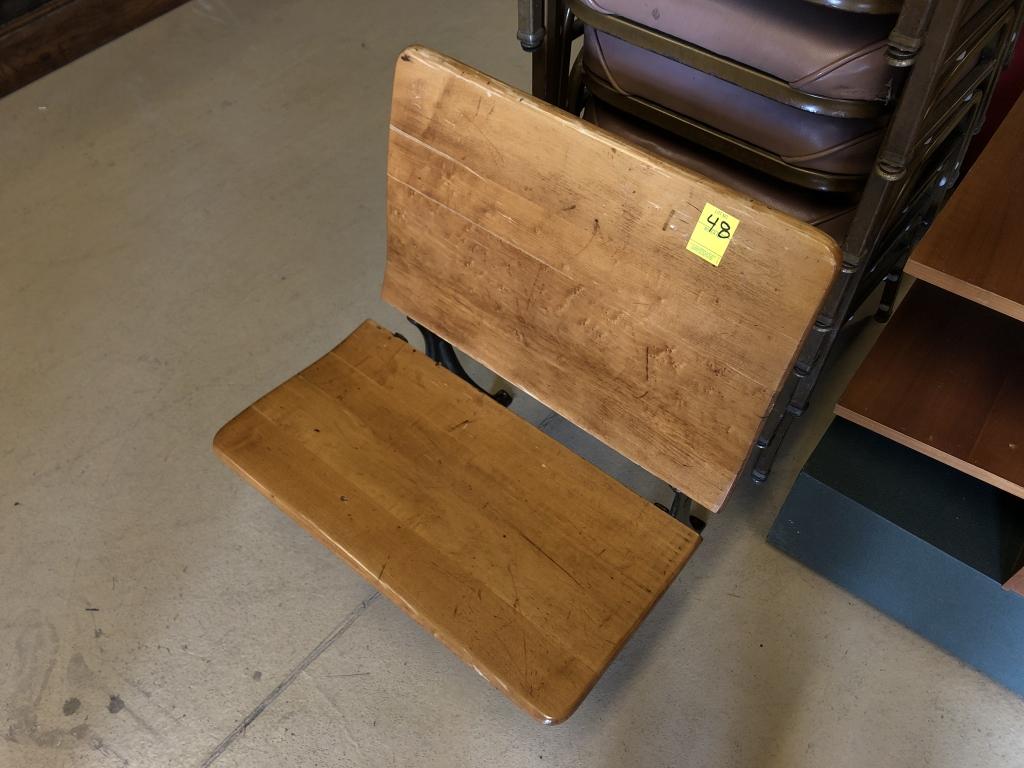 Maple School Desk: with Cast Iron Frame. 21"W. Condition: Good