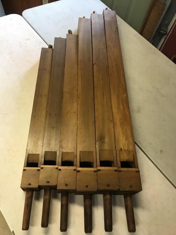 6-1890’s Graduated Pine Wooden Organ Flutes: Longest-60” Conditions: Very good