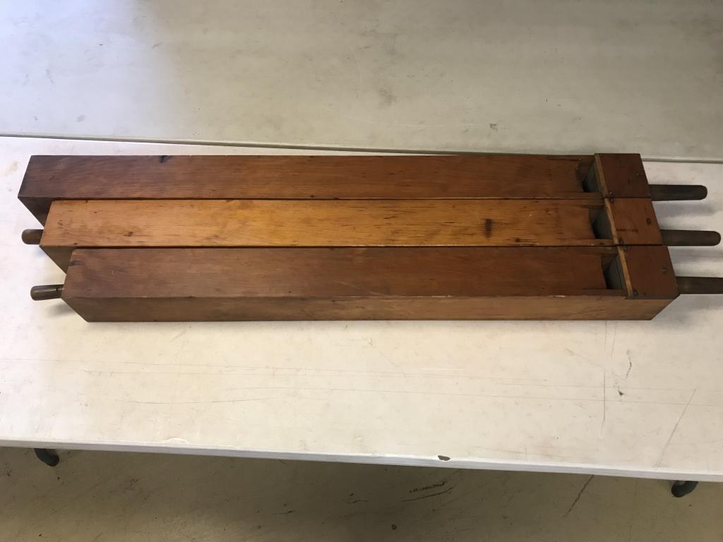 3-1890’s Graduated Pine Wooden Organ Flutes: Longest-60”. Condition: very good
