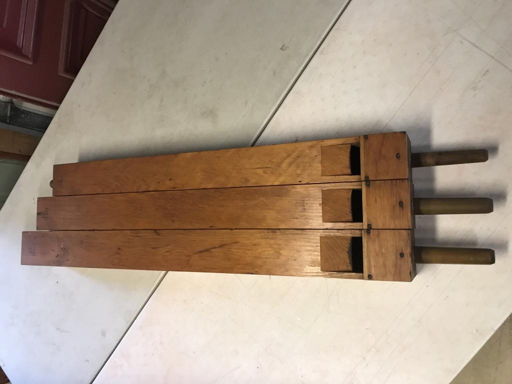 3-1890’s Graduated Pine Wooden Organ Flutes: Longest-54”. Condition: Very good