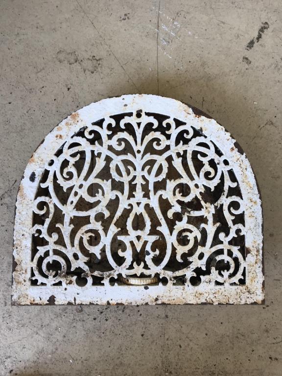 Vintage Victorian Wall Heat Register: with ornate metal cast design. 13”X15”. Condition: Good, missing opener lever, minor losses