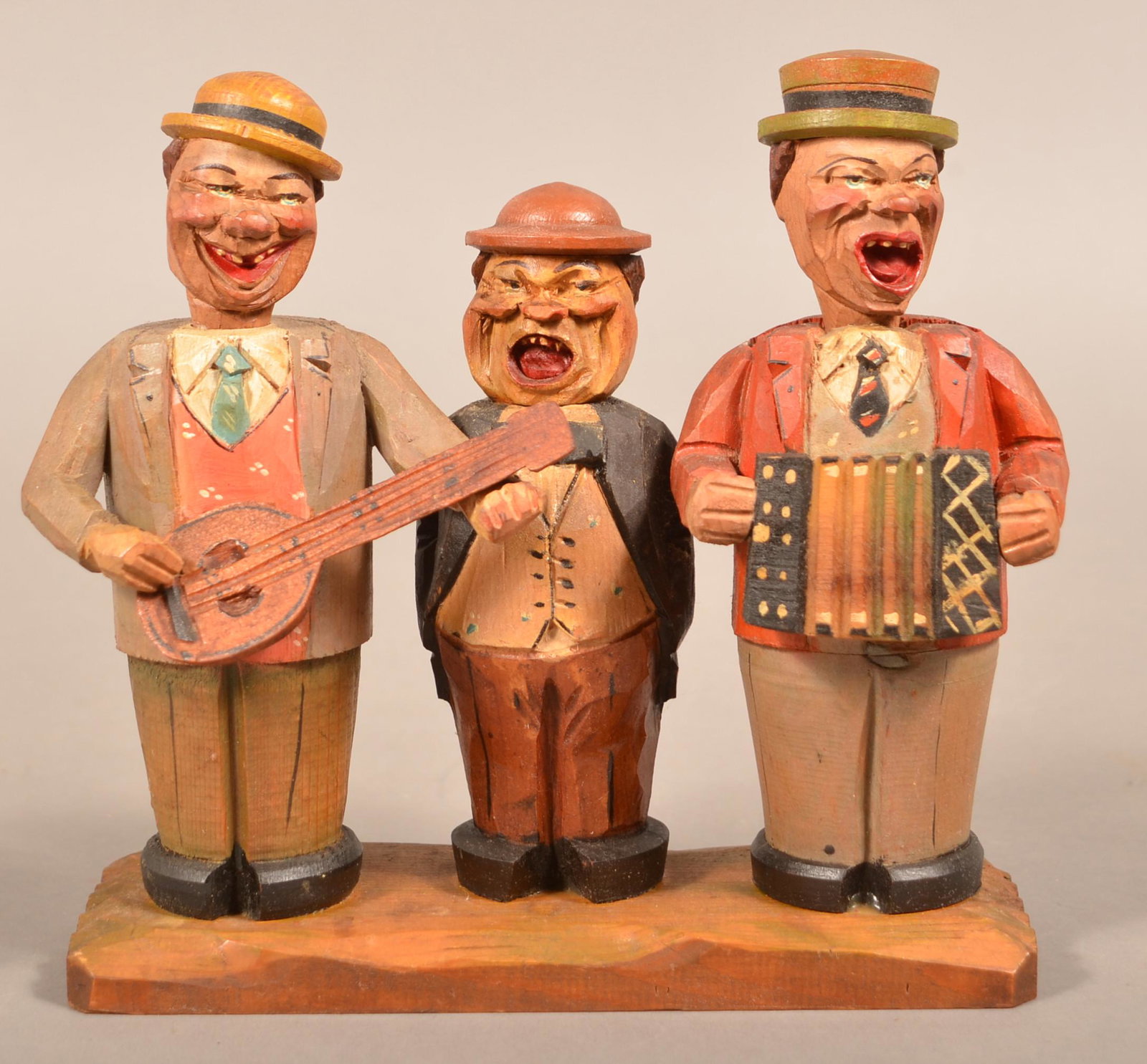Anri Italian Hand-Carved Wood Bar Set.: Anri Italian Hand-Carved Wood Bar Set. 7-1/2"h. x 8"w. Condition: Good with minor wear.