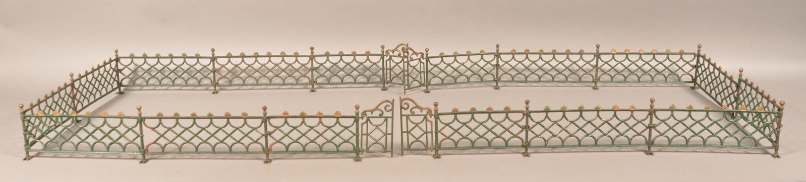 Antique Cast Iron Christmas Yard Fencing.: Antique Cast Iron Christmas Yard Fencing. Condition: Good with wear, original paint.