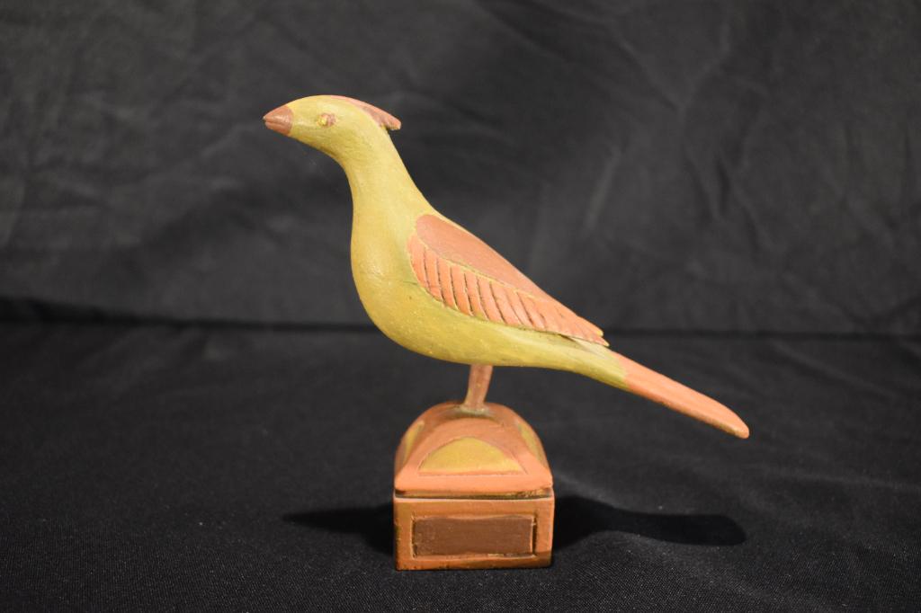 Painted Folk Art Bird Carving (1 of 2)