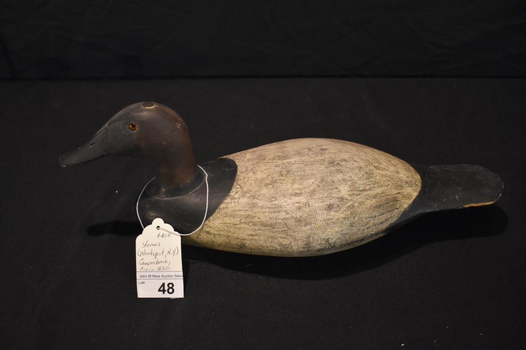 Stevens Vintage Carved Wooden Duck Decoy- (1 of 3)