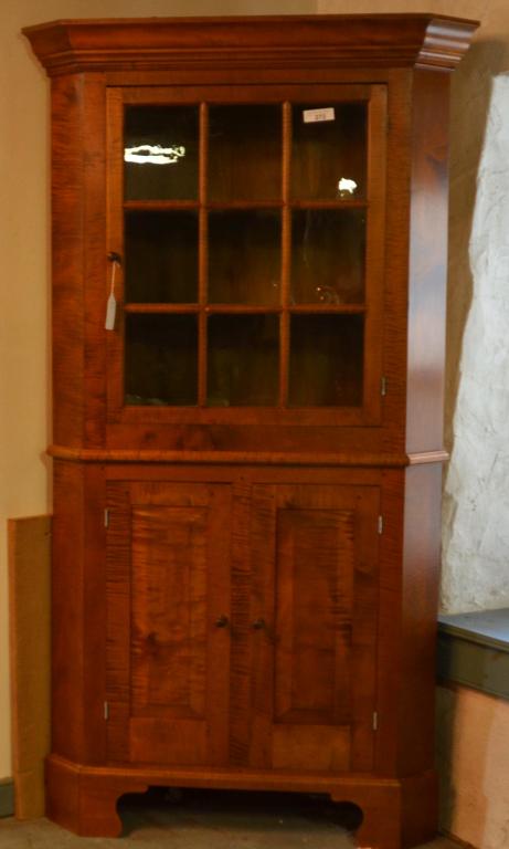 Period Style 2 Piece Tiger Maple Corner Cupboard (1 of 3)