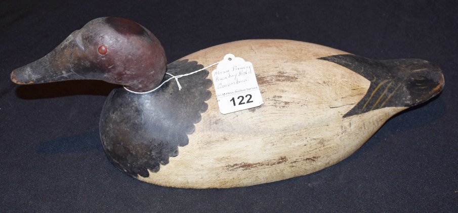 Mason Vintage Duck Decoy - Canvasback: Premier Grade Back Bay Model, Length 19". Condition: Good, some paint wear.