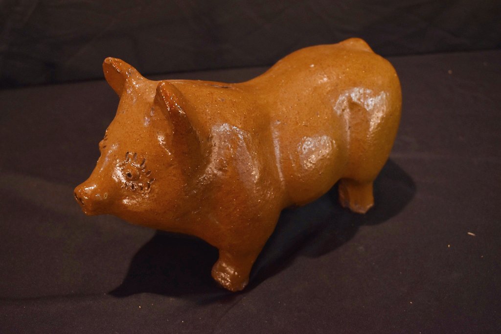 Antique Sewer Tile Pottery Pig-Form Bank (1 of 2)