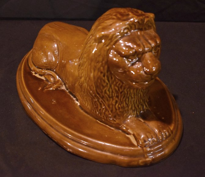 Antique Sewer Tile Pottery Lion (1 of 2)