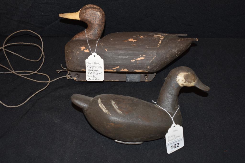 (2) Antique Carved Wooden Duck Decoys (1 of 2)