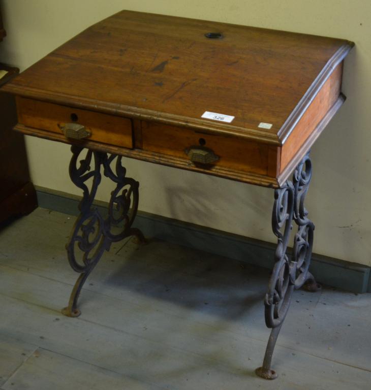 Victorian Walnut 2 Drawer School Desk (1 of 3)