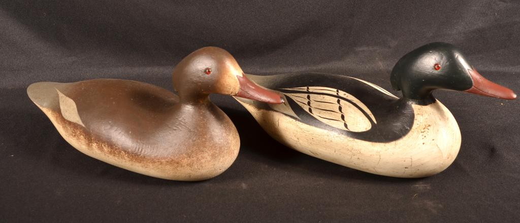 Pair Of Mason Wooden Duck Decoy - Mergansers (1 of 3)
