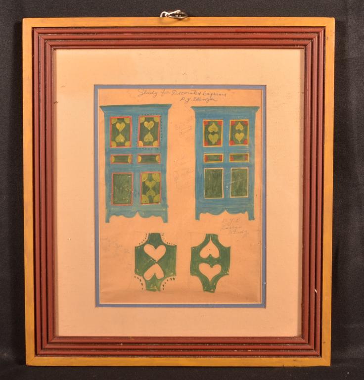 David Ellinger Signed Watercolor - Study For Decor (1 of 3)