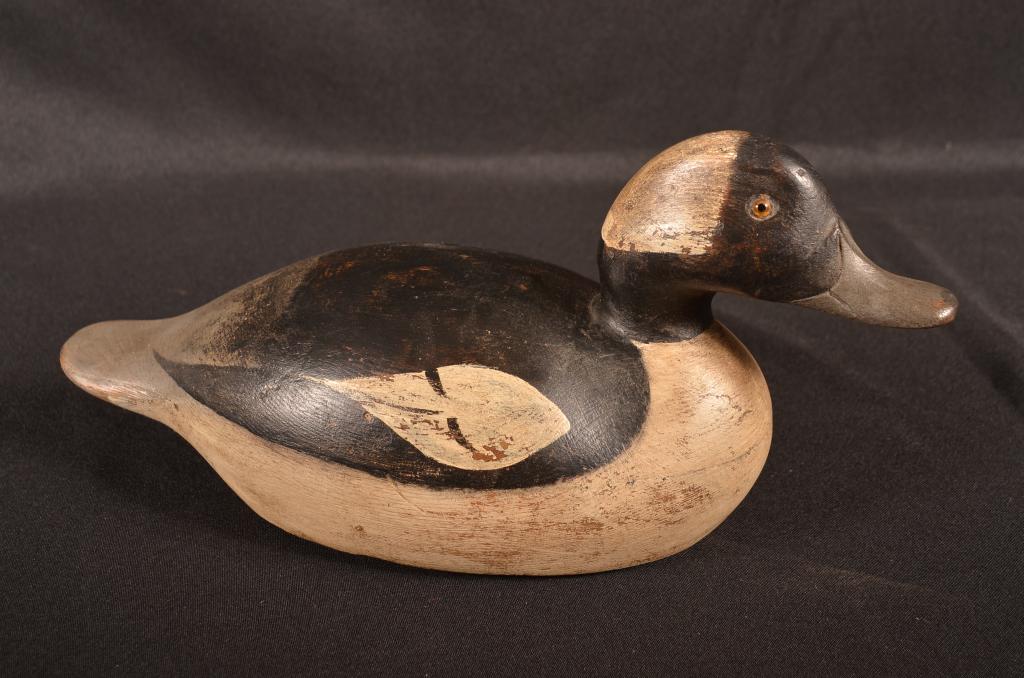Mason Vintage Wooden Carved Decoy-Bufflehead Duck: Premier Grade, 13"L. Condition: Excellent.