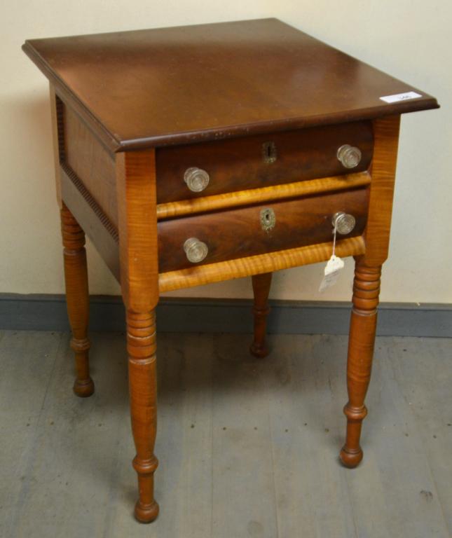 Unusual 19th C. Tiger Maple/Cherry Sheraton Stand (1 of 3)