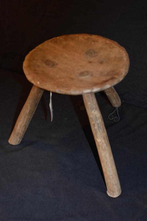 Primitive Wooden 3 Leg Milk Stool (1 of 2)