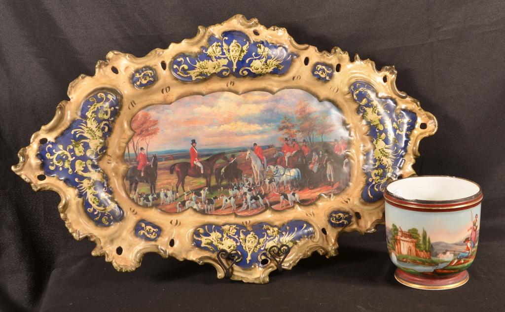 Large Antique Ceramic Hand-Painted Platter (1 of 8)