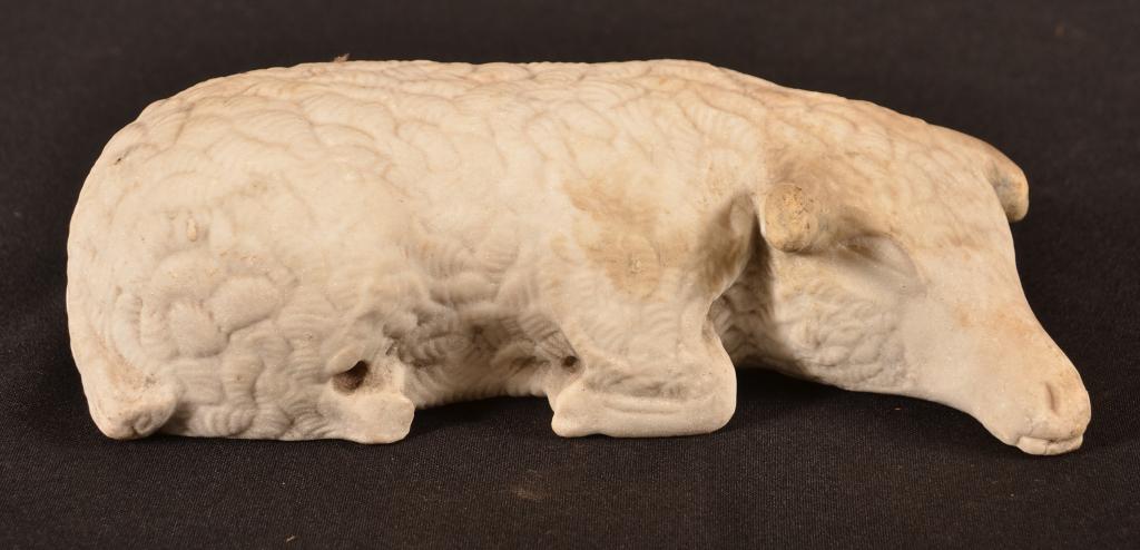 Antique Carved Marble Lying Lamb (1 of 3)