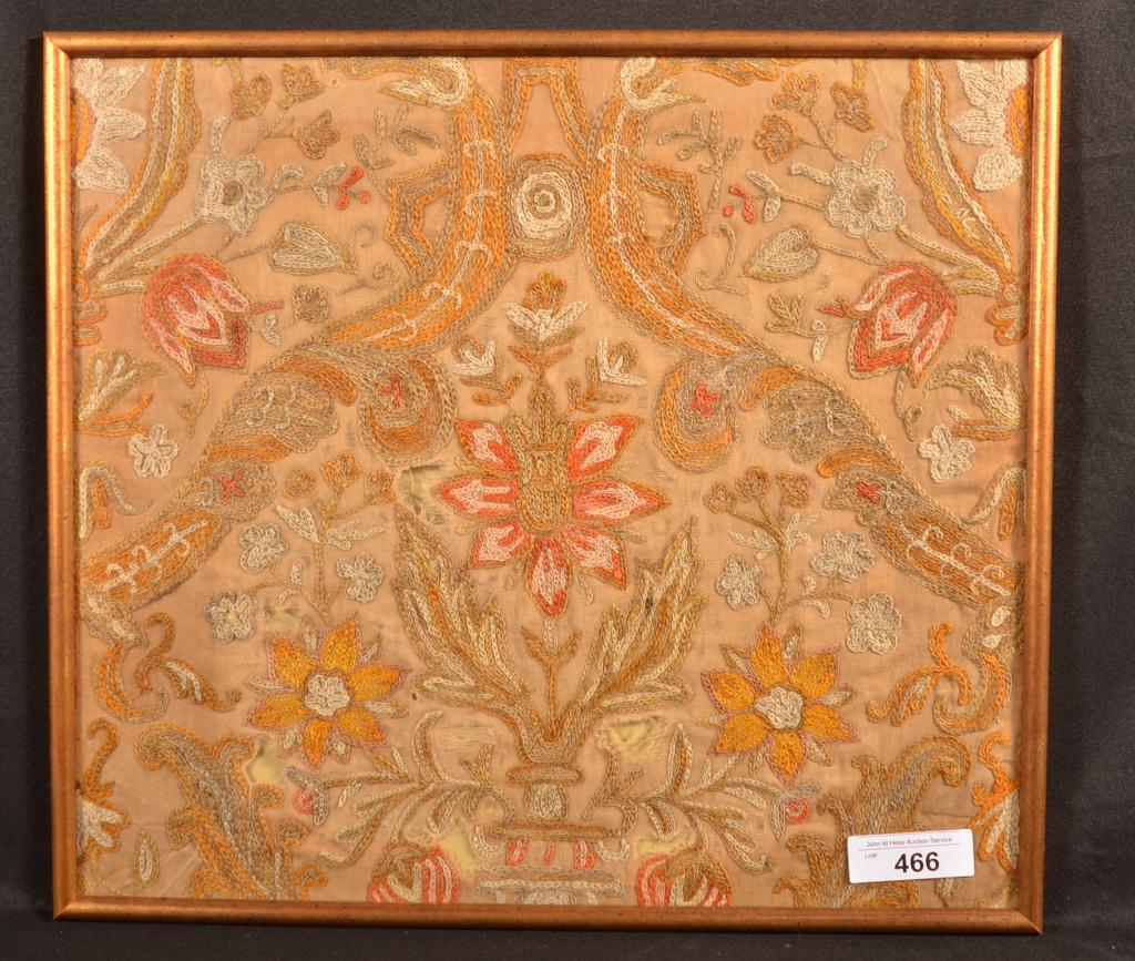 Framed Embroidered Tapestry - Floral Motif (1 of 1)