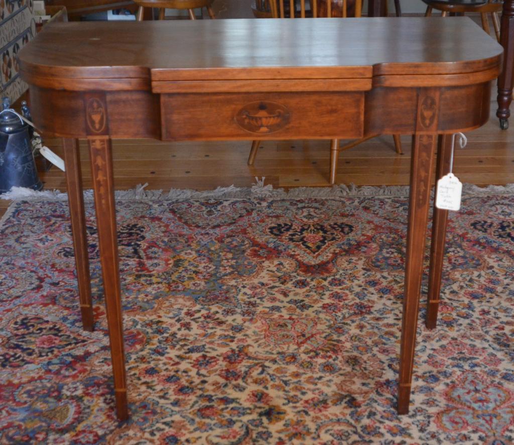 Hepplewhite Mahogany Shaped Flip Top Card Table (1 of 7)