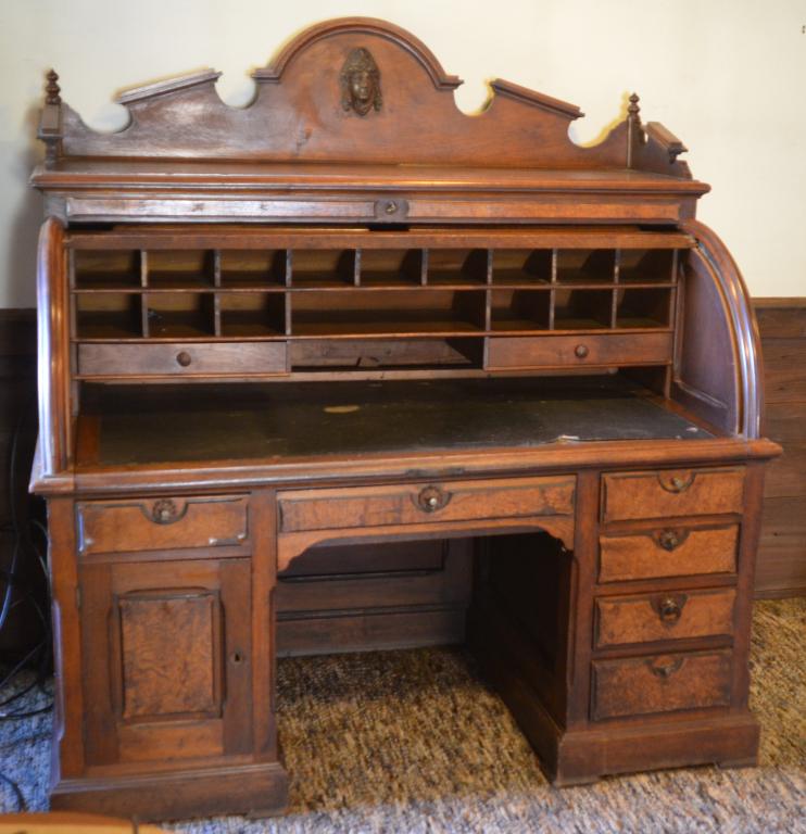 Bold Ornate Victorian Roll Top Cylinder Double Ped (1 of 4)