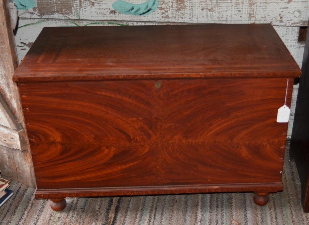 19Th Century Boldly Painted Blanket Chest: with Interior Tiill and Turned Feet; 40.25" x 21.5" x 26Condition: Very Good