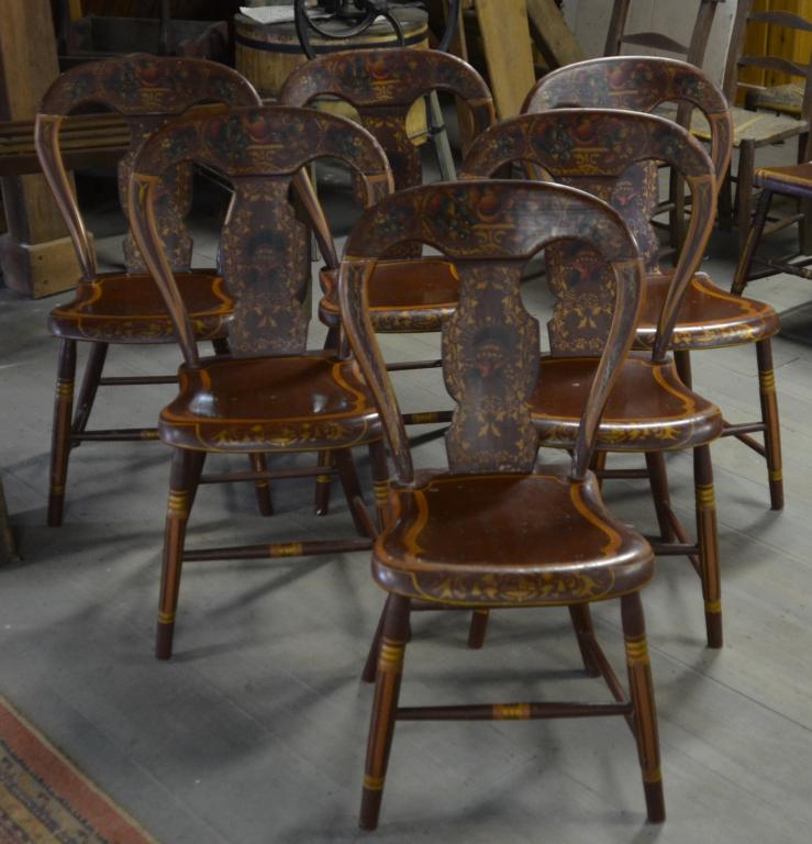 Set Of 8 Paint Decorated Balloon Back Chairs (1 of 5)