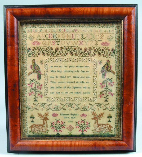 20th Century Needlework Sampler, polychrome needle
