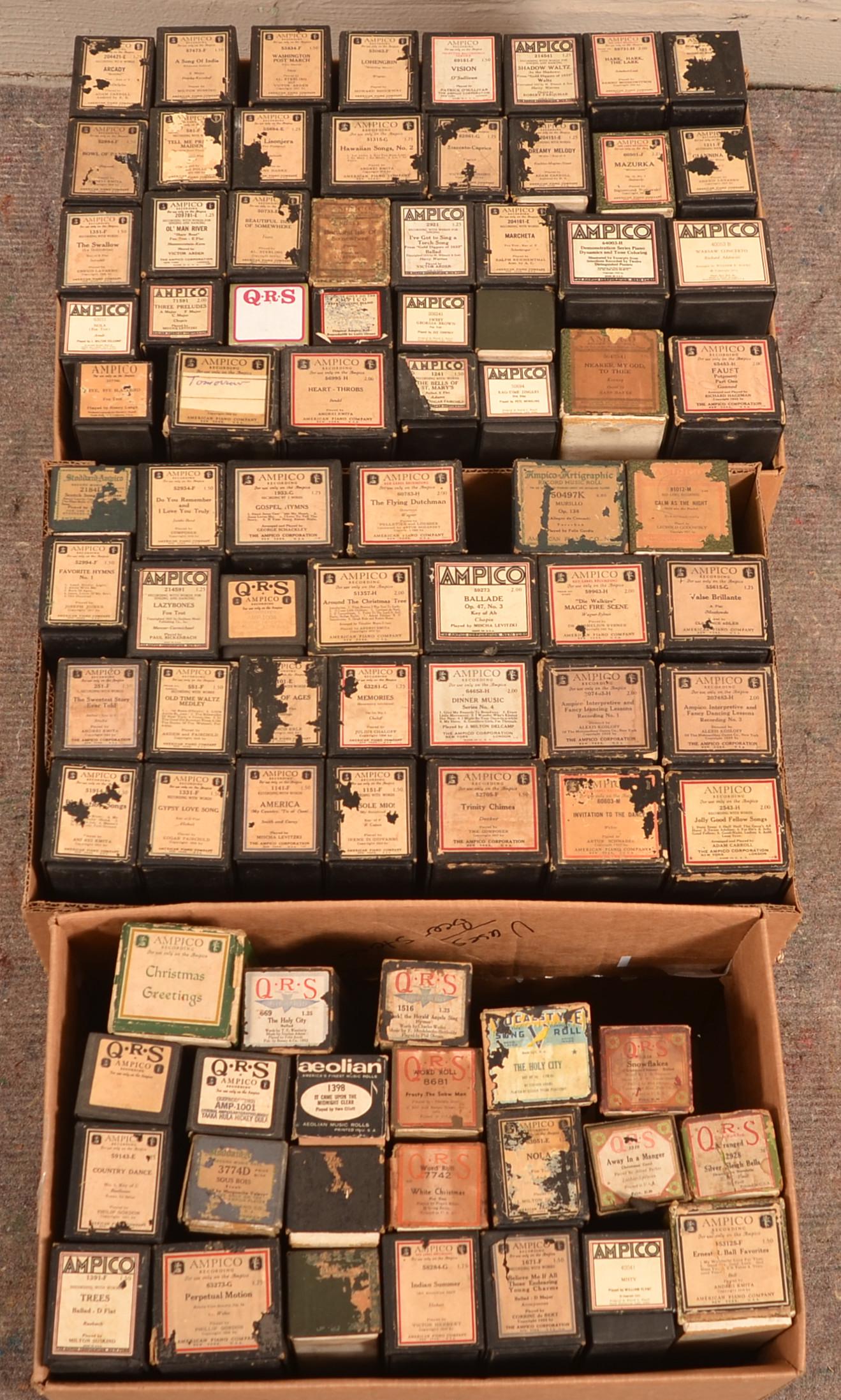 87 Player Piano Ampico Rolls.: 87 Player Piano Ampico Rolls. Condition: Good with wear.