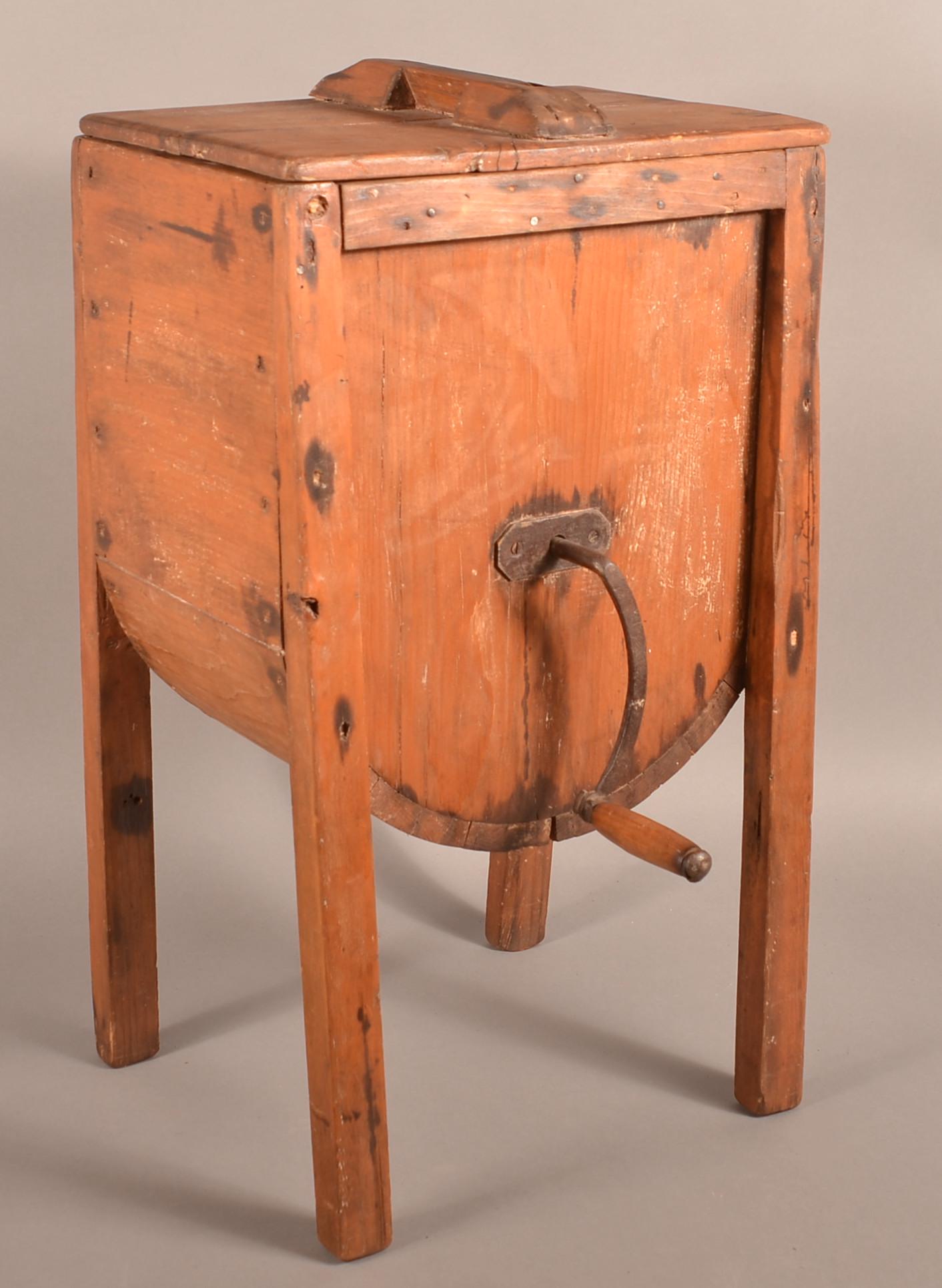 Antique Wood Butter Churn.: Antique Wood Butter Churn. 30"h. x 16-1/2"w. x 12"d. Condition: Good with use wear.
