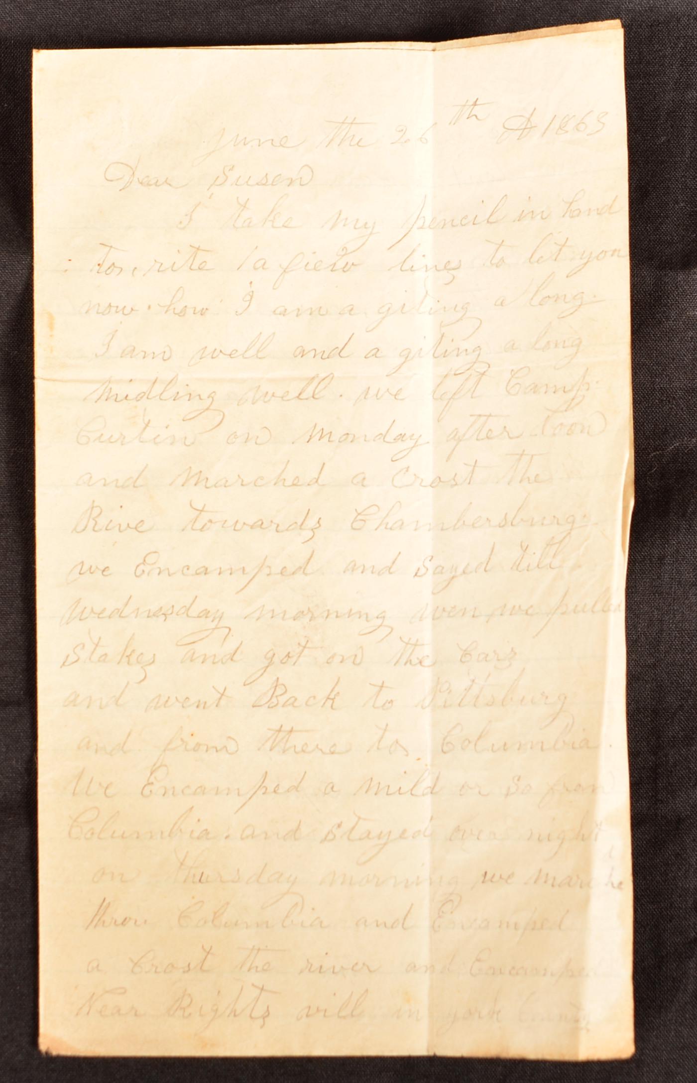 Civil War Union Letter Days Before Gettysburg (1 of 5)