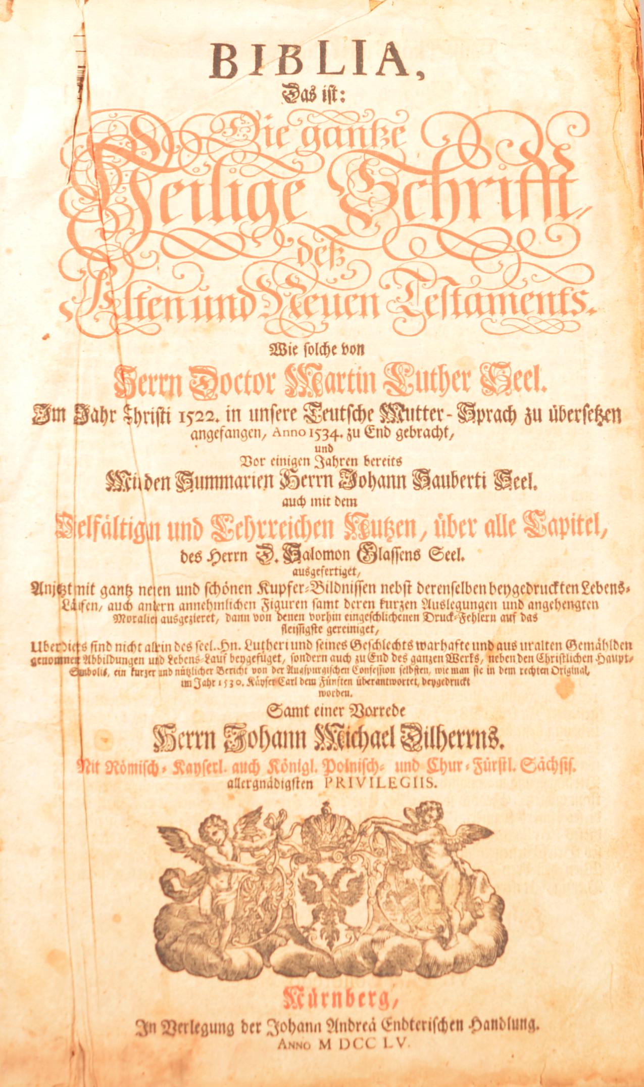 Folio Leatherbound Nurnberg Bible 1755 (1 of 6)