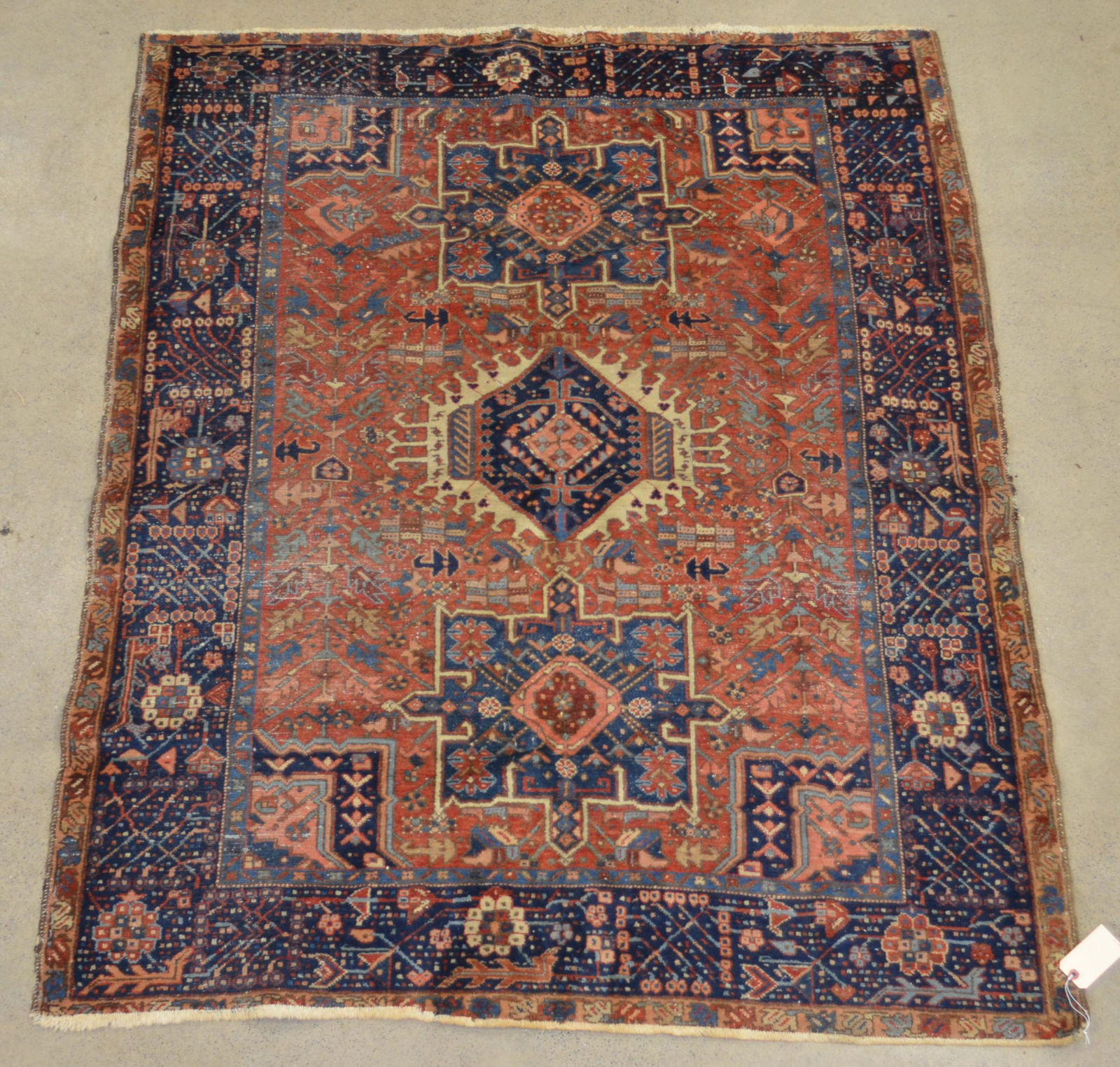 Antique/vintage Oriental Geometric Pattern Area Rug.