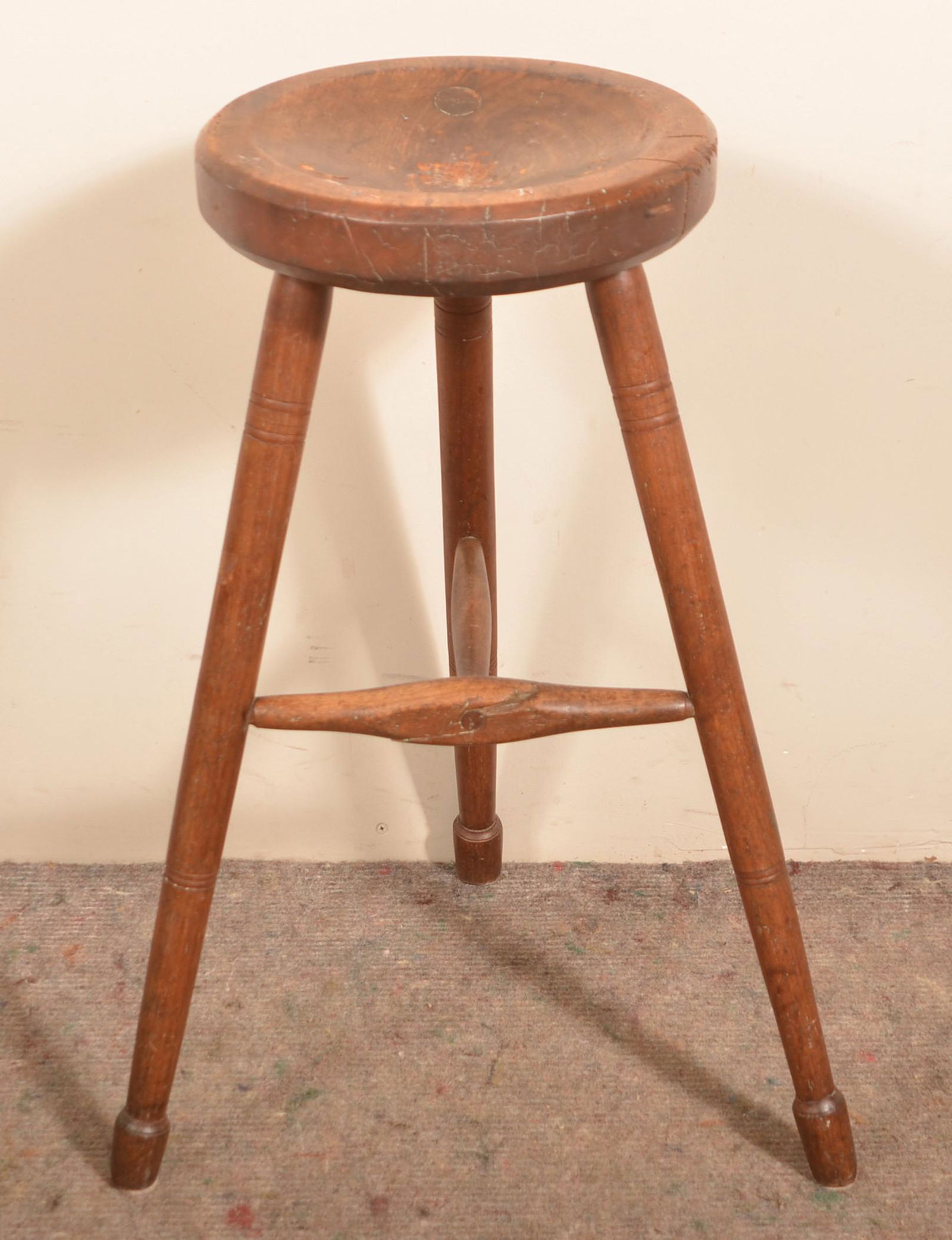 Rare Pennsylvania Walnut Tri-Leg Milking Stool. (1 of 5)