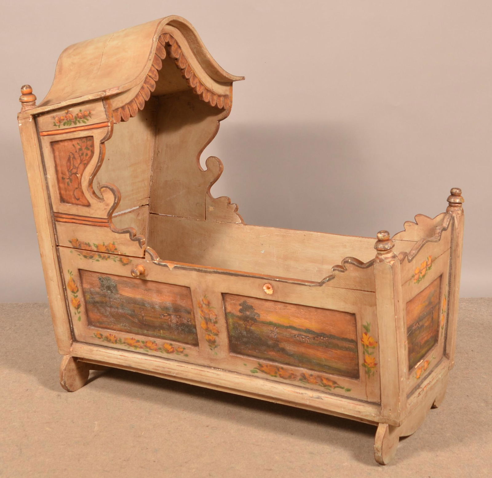 19th Century Painted Softwood Toddler Bed. (1 of 8)