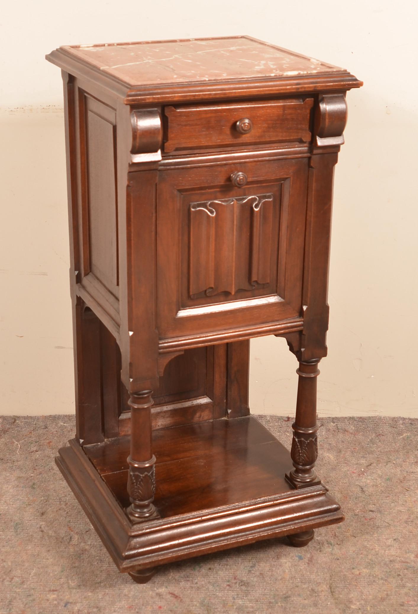 Victorian Walnut Marble-Top Smoking Stand. (1 of 4)