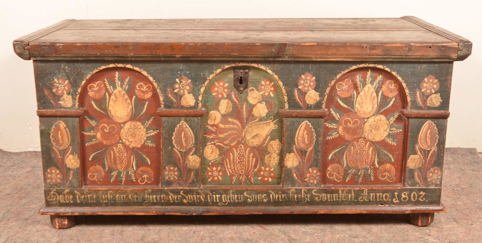 Dutch Architectural Painted Dower Chest Dated 1802. (1 of 10)