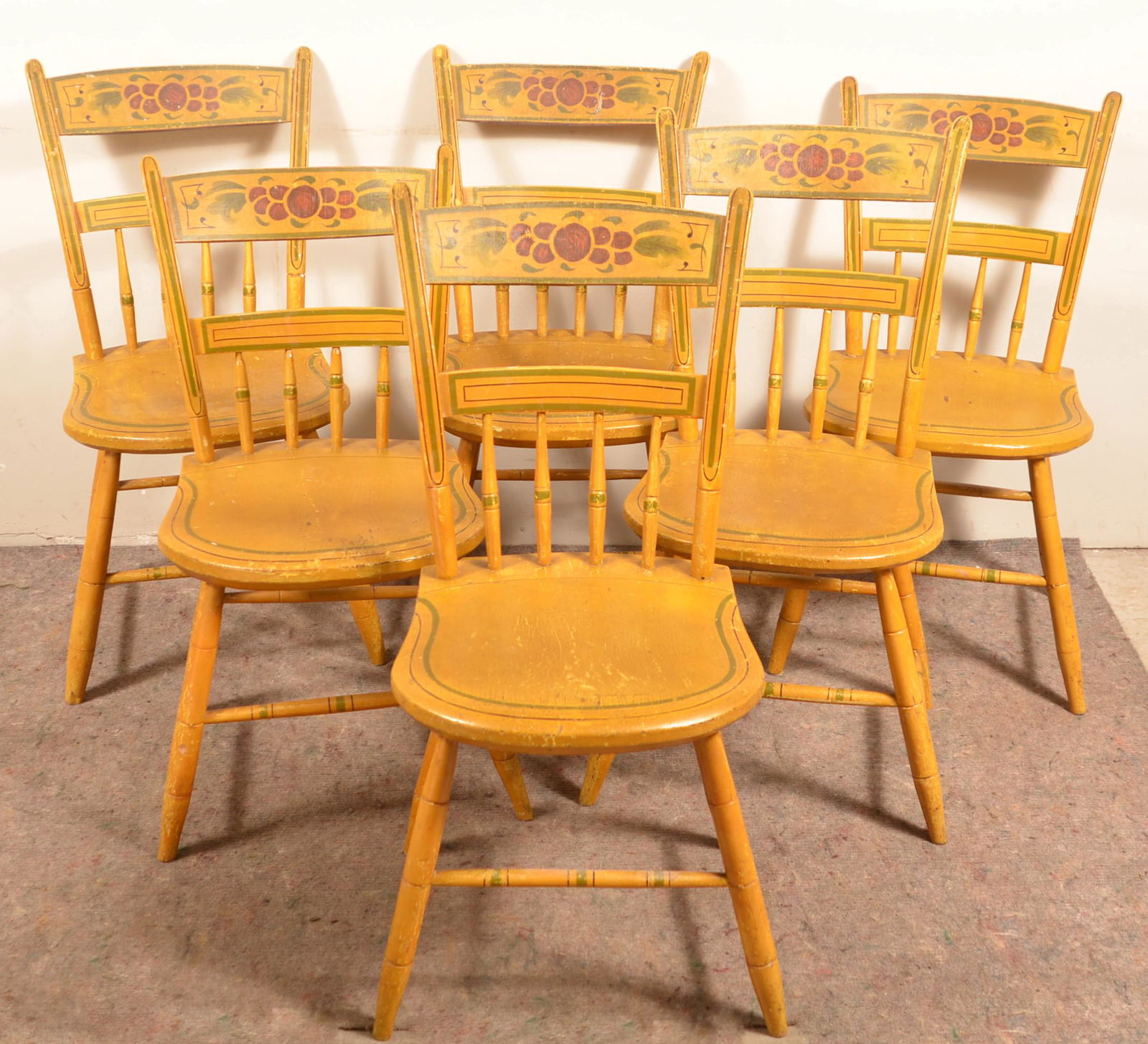 Set of Six PA Half Spindle Back Plank Seat Sidechairs. (1 of 4)