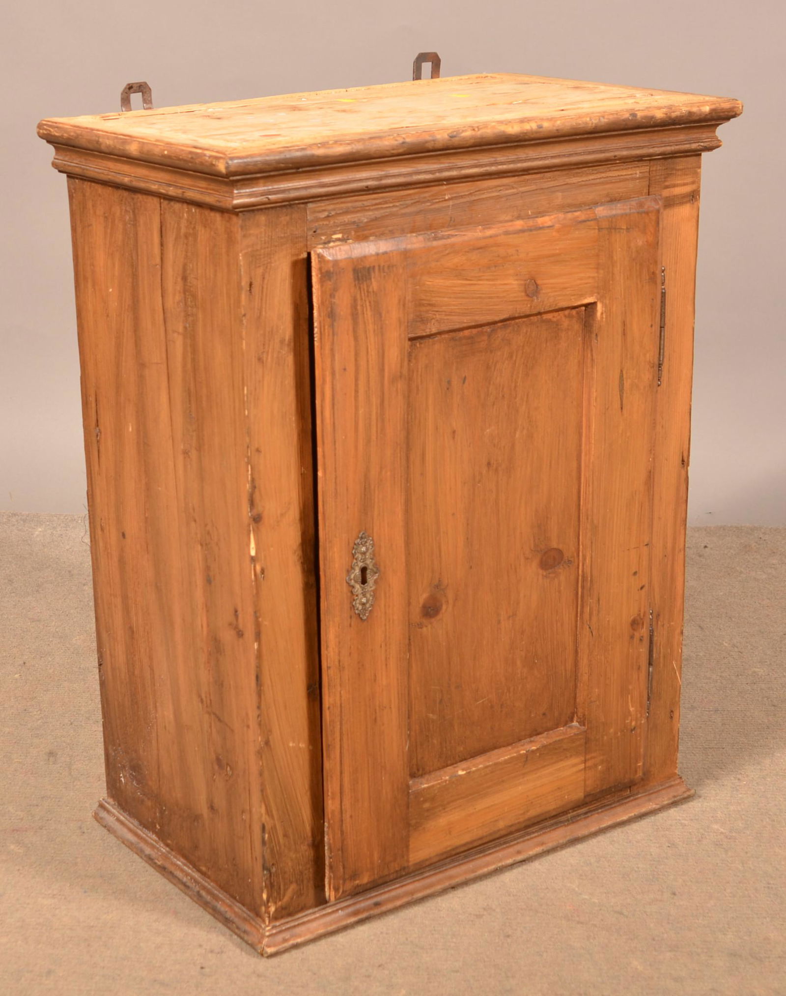 Antique Softwood Blind-Door Hanging Cupboard. (1 of 3)