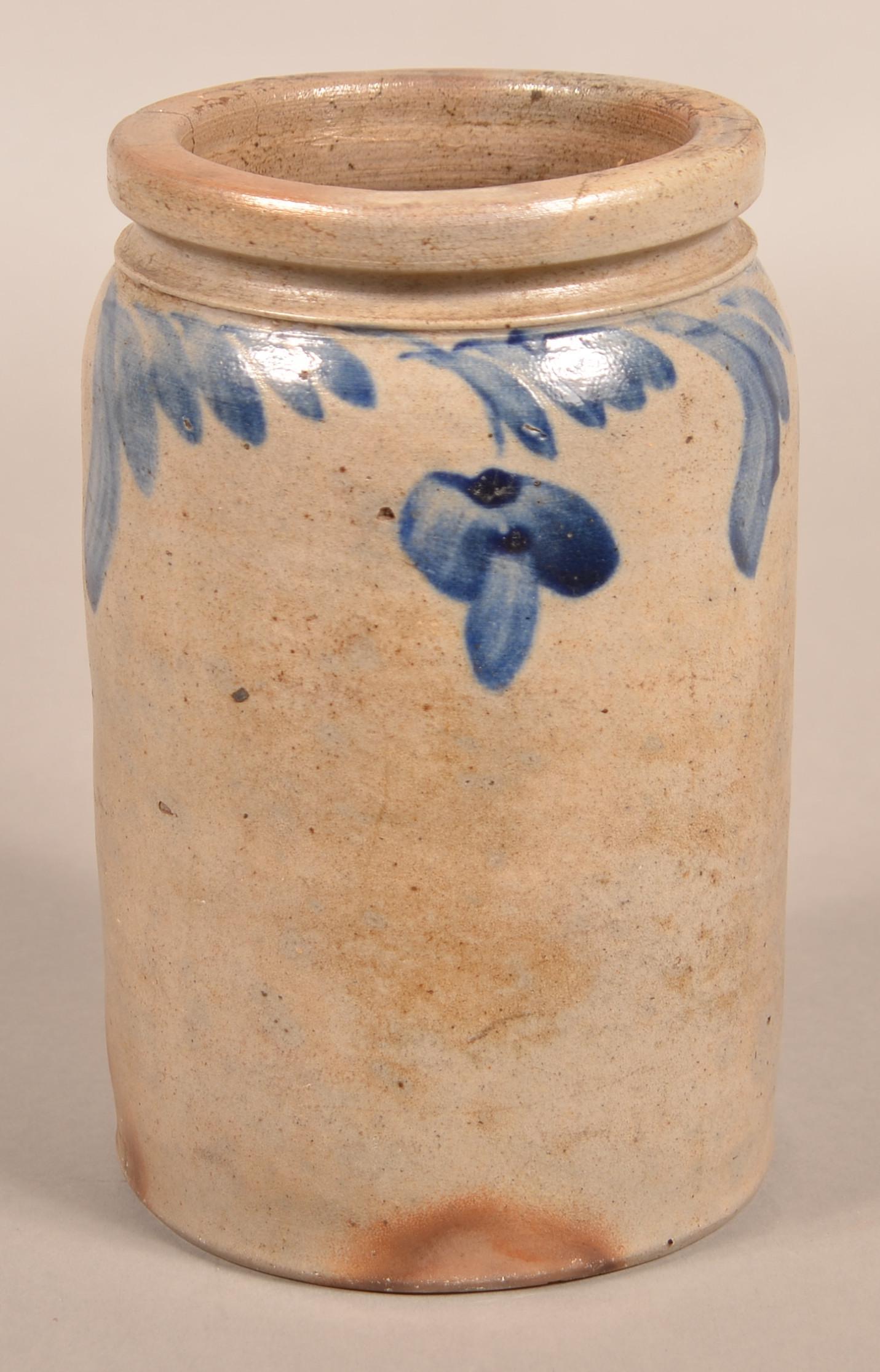 Stoneware Jar with Cobalt Foliate Slip Decoration. (1 of 4)