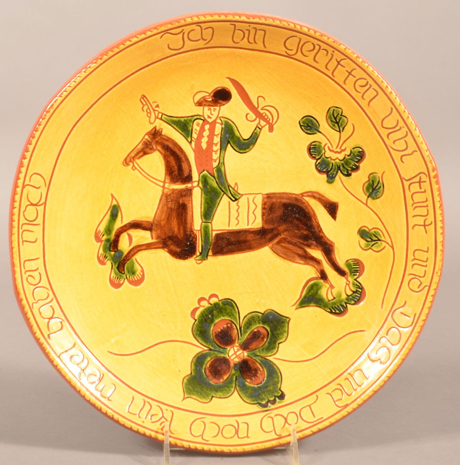 1999 Breininger Redware Sgrafitto Decorated Charger. (1 of 3)