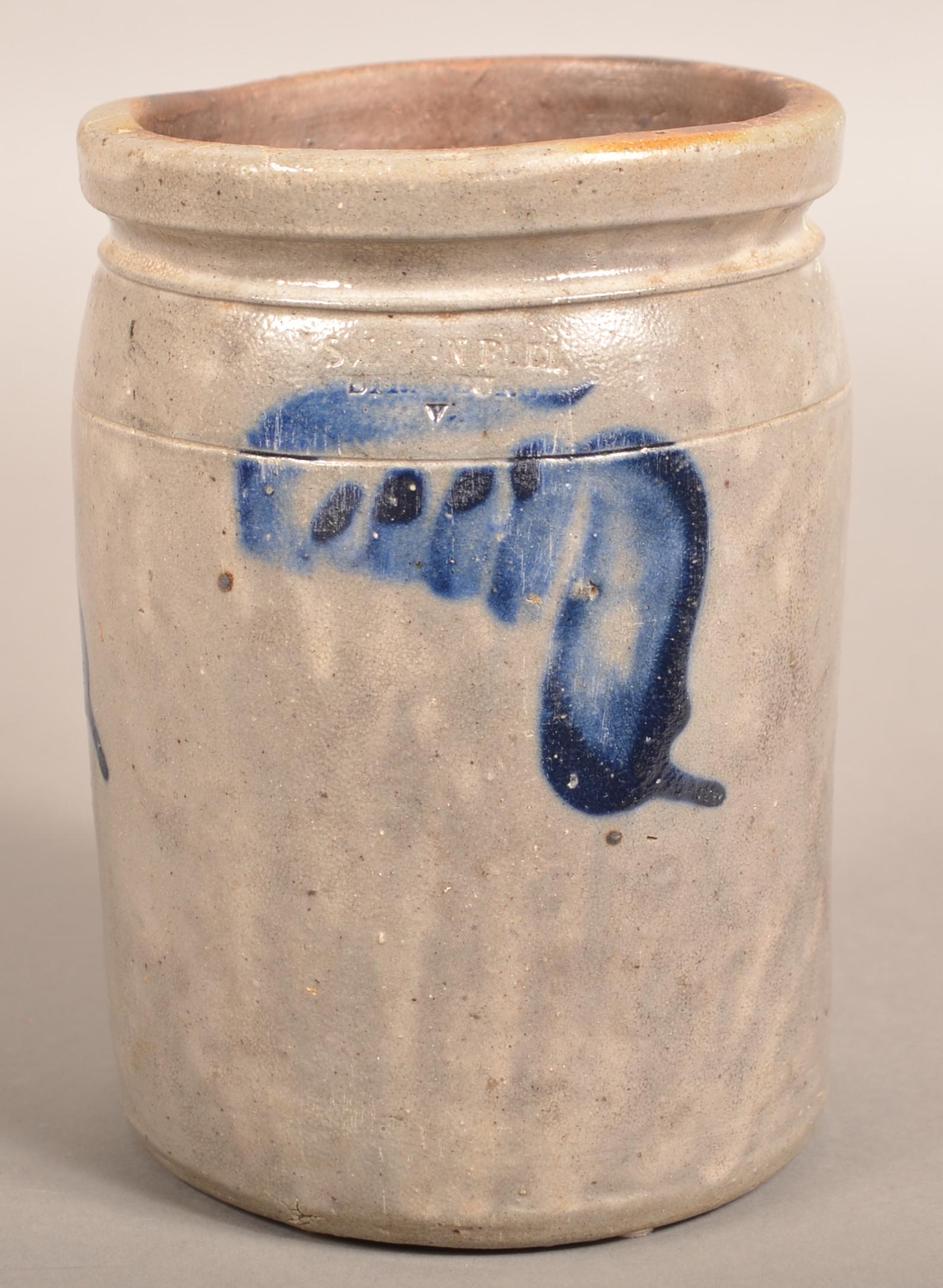 Solomon Bell Blue Decorated Stoneware Storage Jar. (1 of 4)