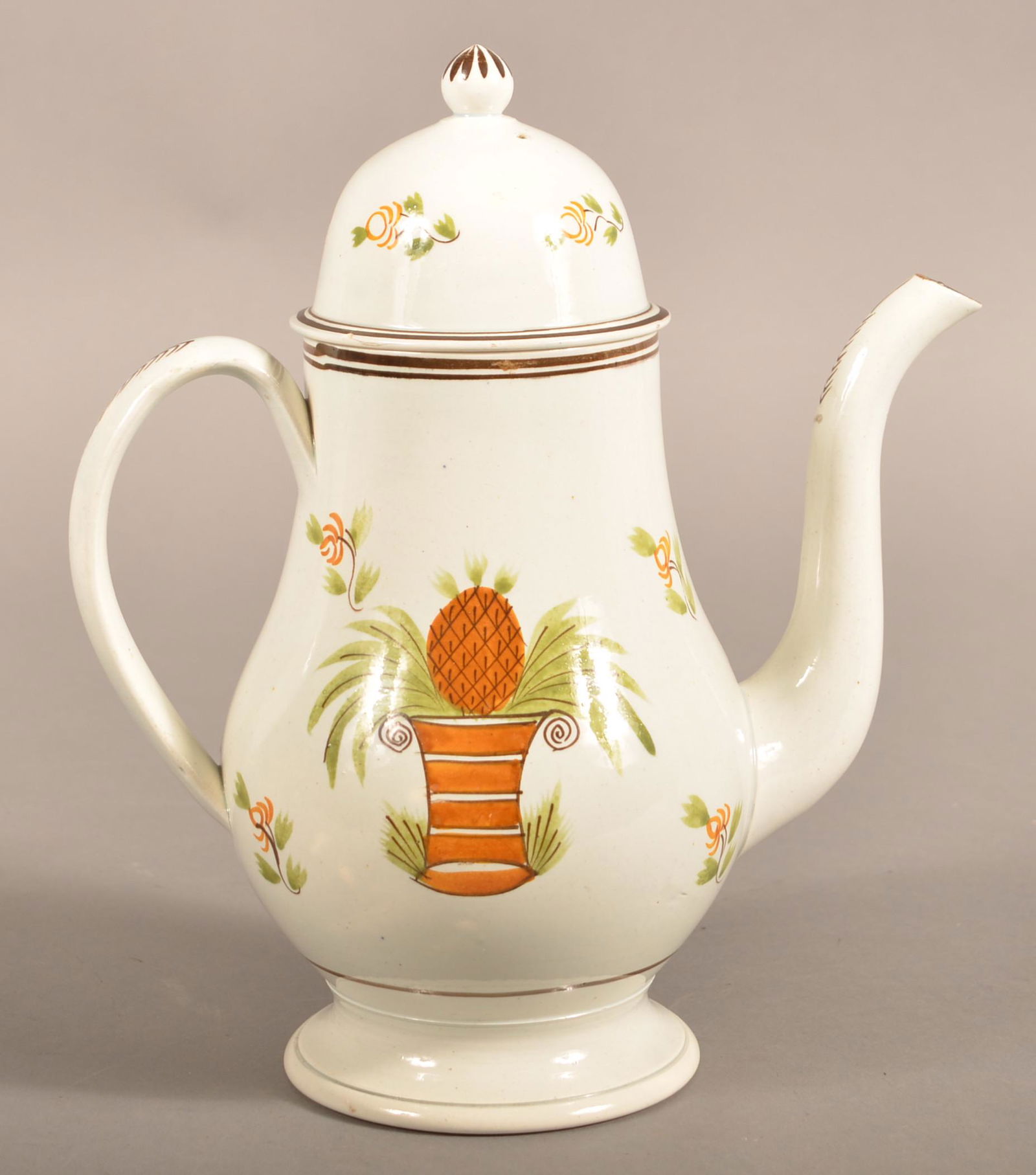 Leeds Soft Paste China Pineapple Dome Lid Coffee Pot. (1 of 5)